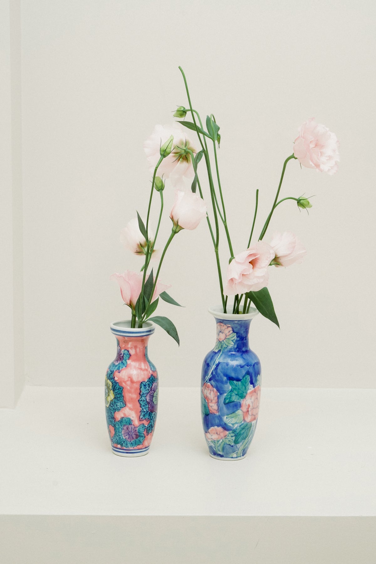Mini Chinoiserie porcelain vases (set of 2)
