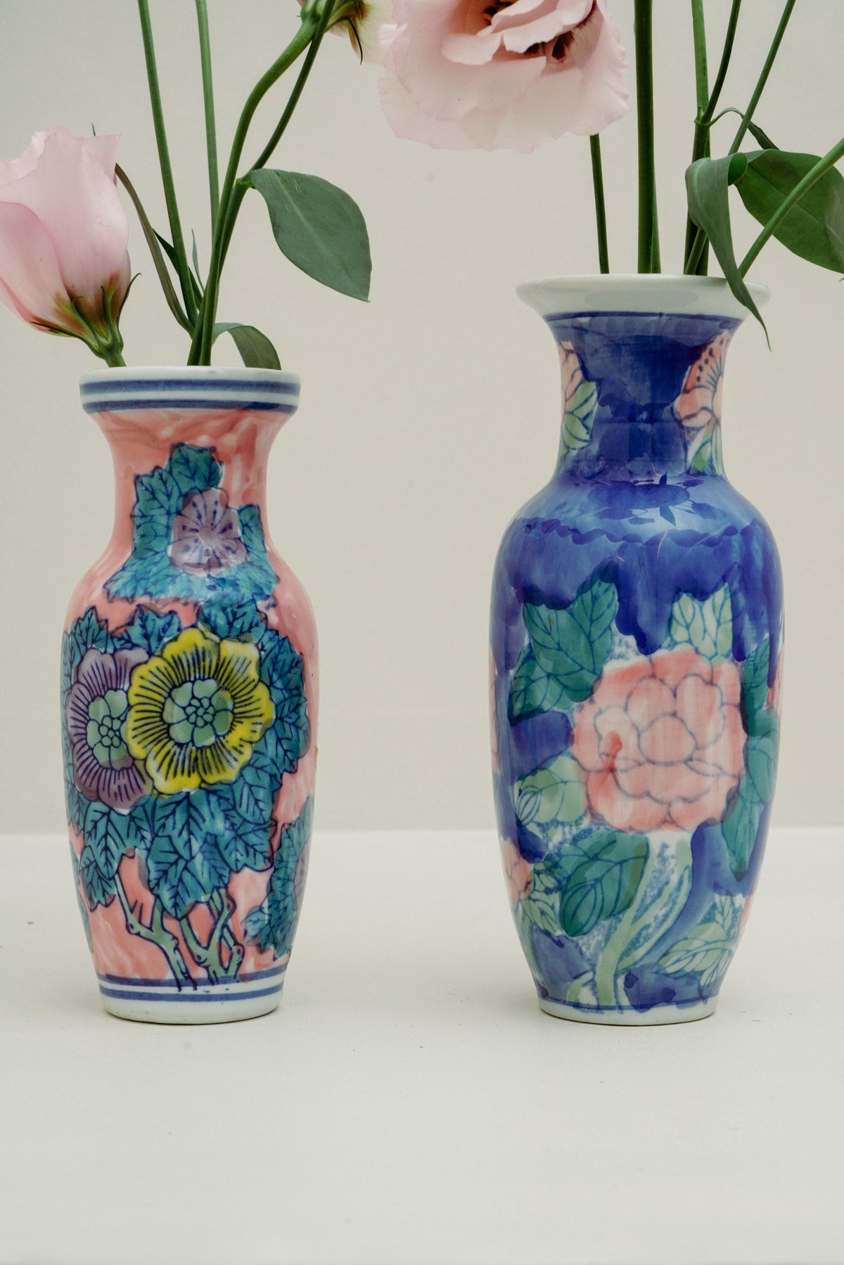 Mini Chinoiserie porcelain vases (set of 2)