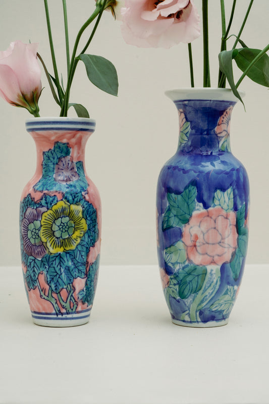 Mini Chinoiserie porcelain vases (set of 2)