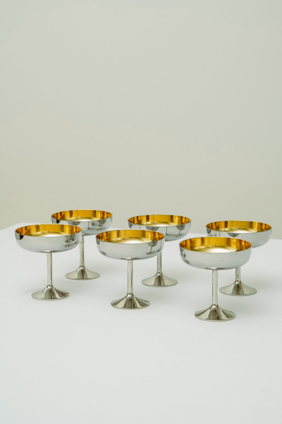 Set of 6 stainless steel coupes