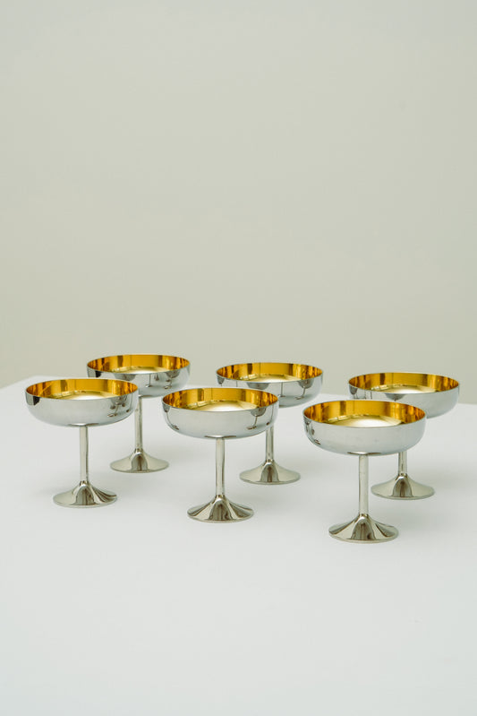 Set of 6 stainless steel coupes