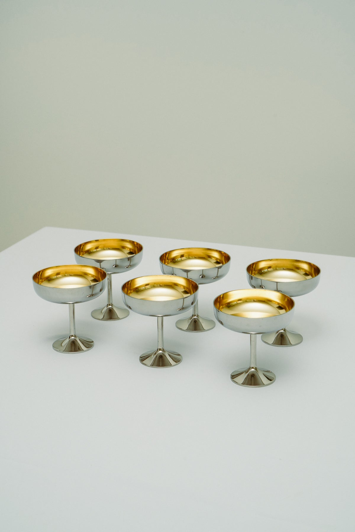 Set of 6 stainless steel coupes