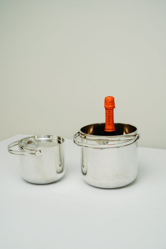 Ambrogio Pozzi for Padova Argenti set of ice and champagne buckets, 70s