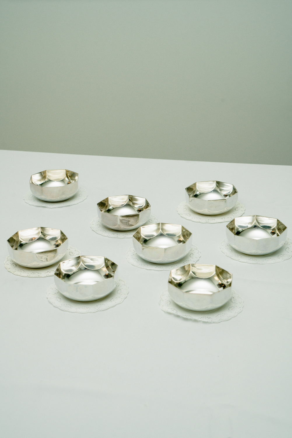 Set of 8 silver plated coupes
