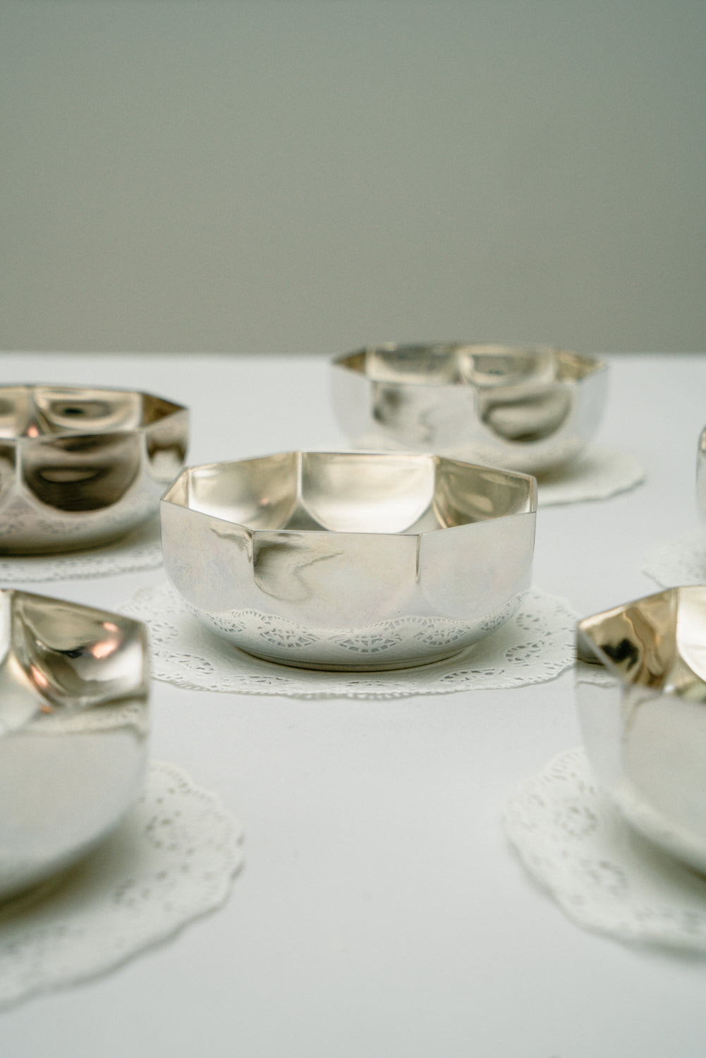 Set of 8 silver plated coupes