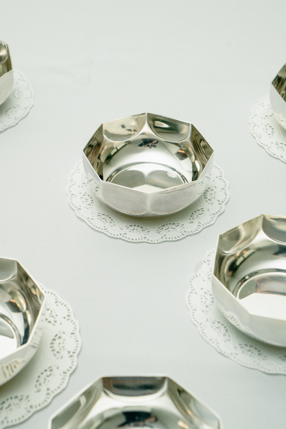 Set of 8 silver plated coupes