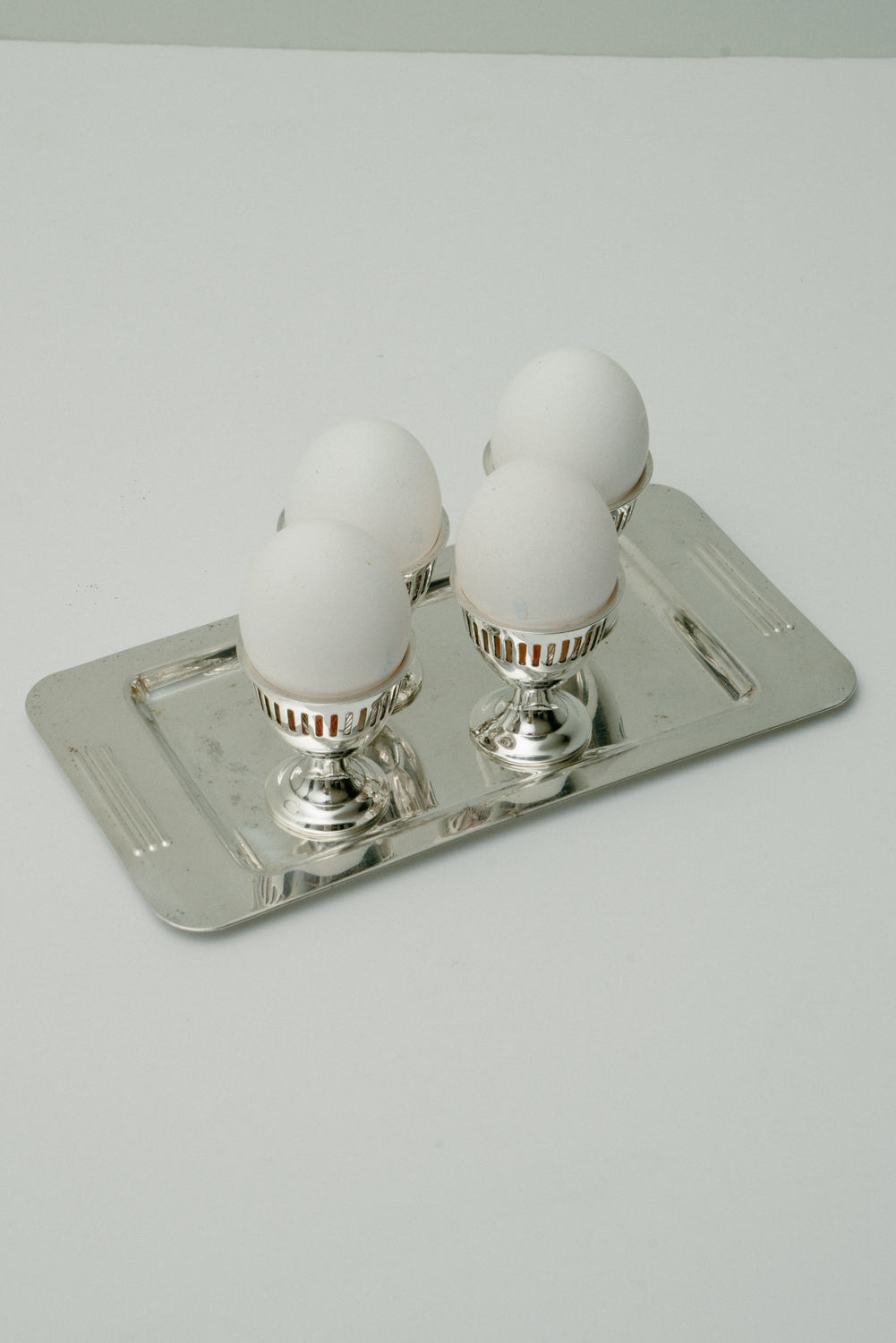Silver plated vintage œuf à la coque set, set of 7