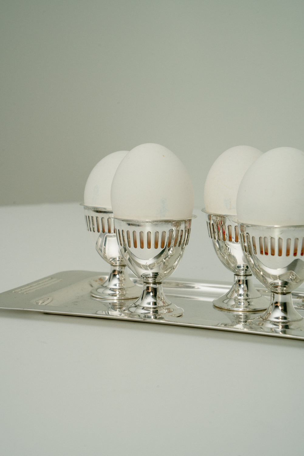 Silver plated vintage œuf à la coque set, set of 7