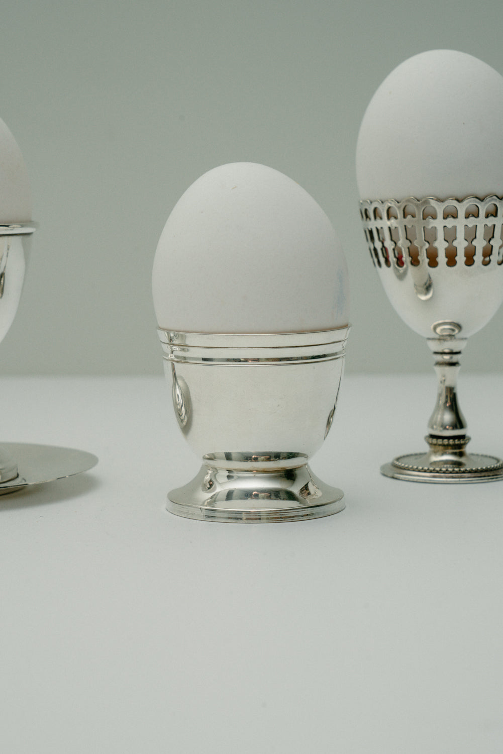 Silver plated vintage œuf à la coque set, set of 7