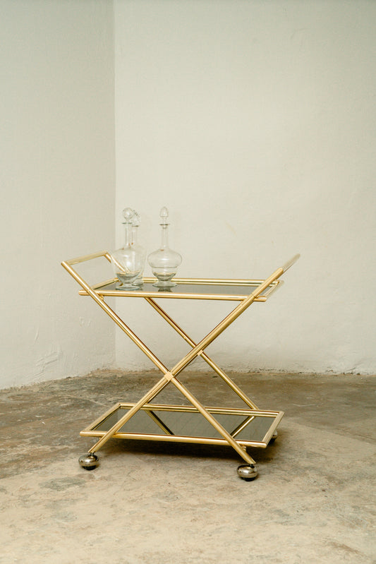 Trolley brass bar cart
