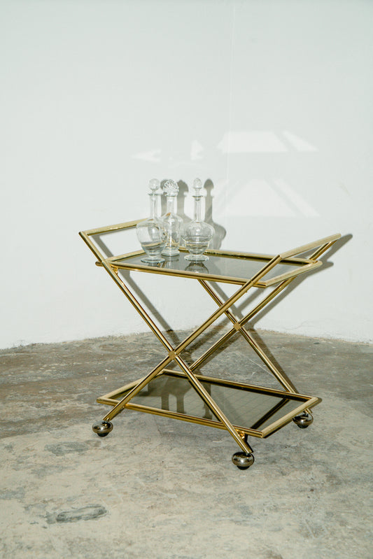 Trolley brass bar cart