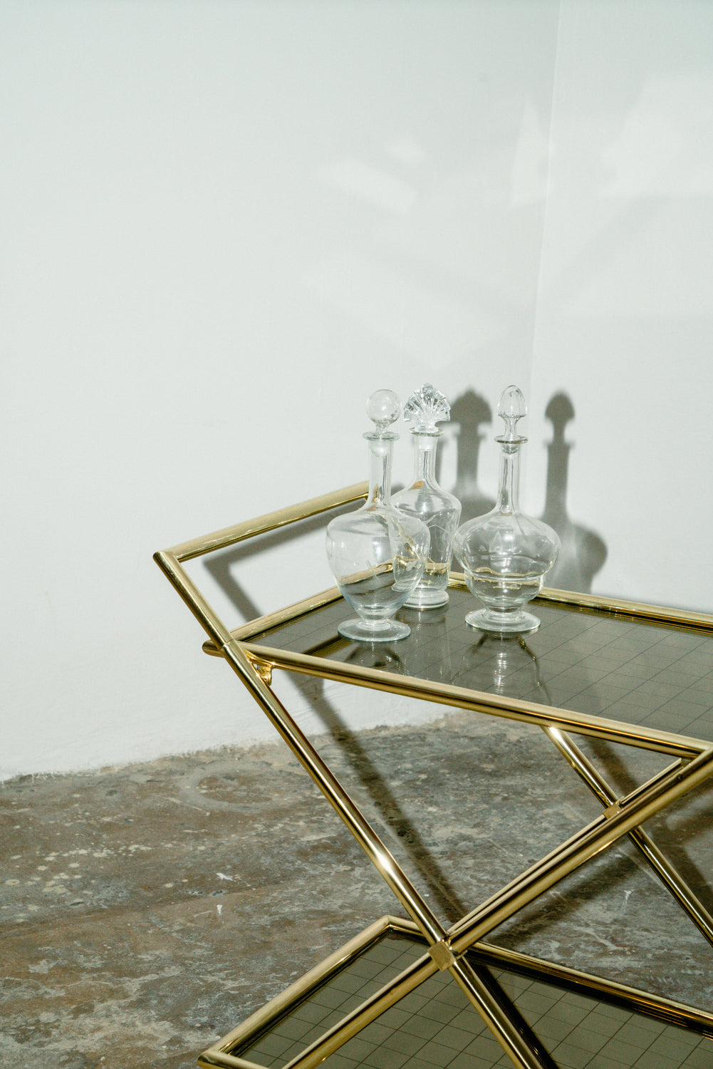 Trolley brass bar cart
