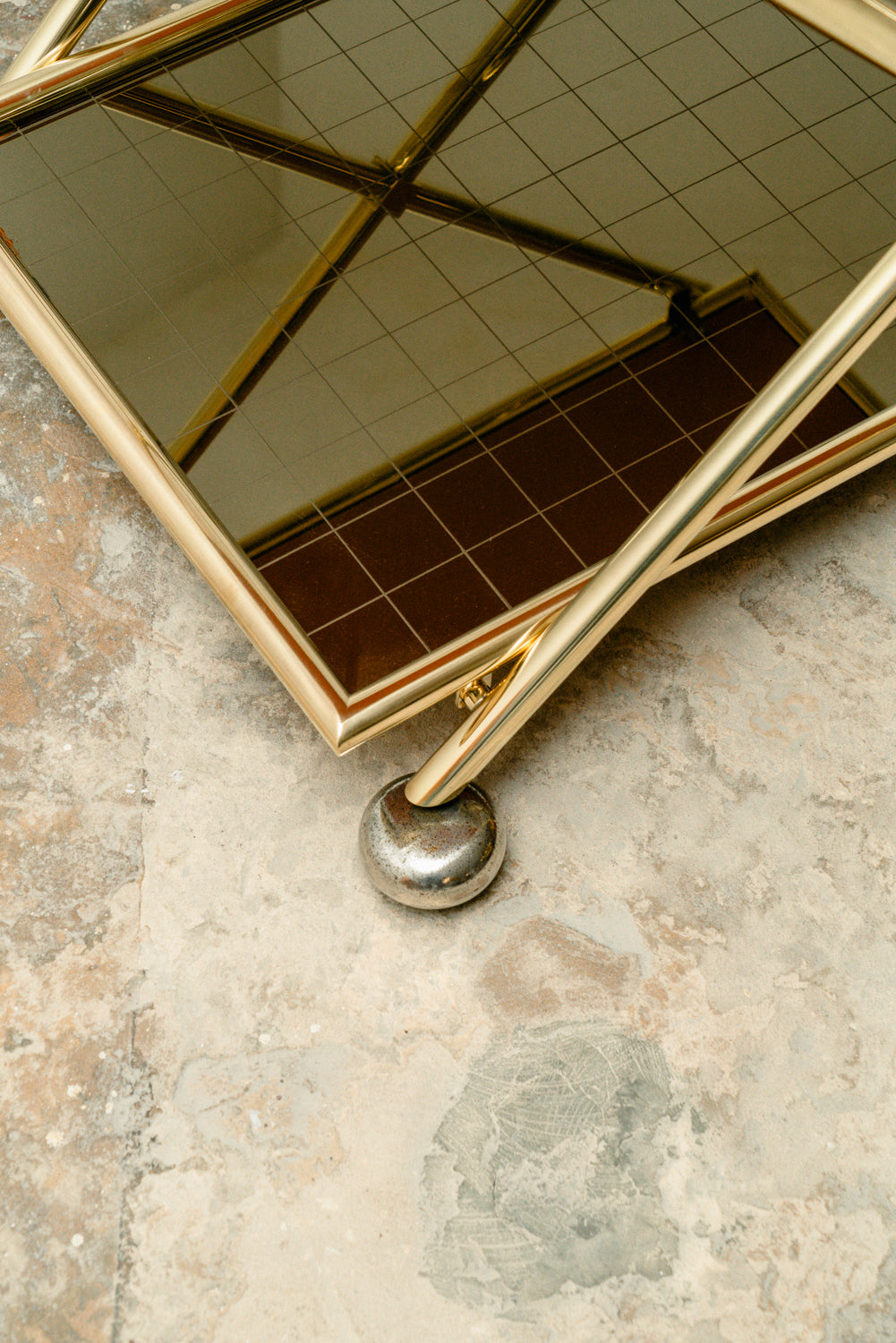 Trolley brass bar cart