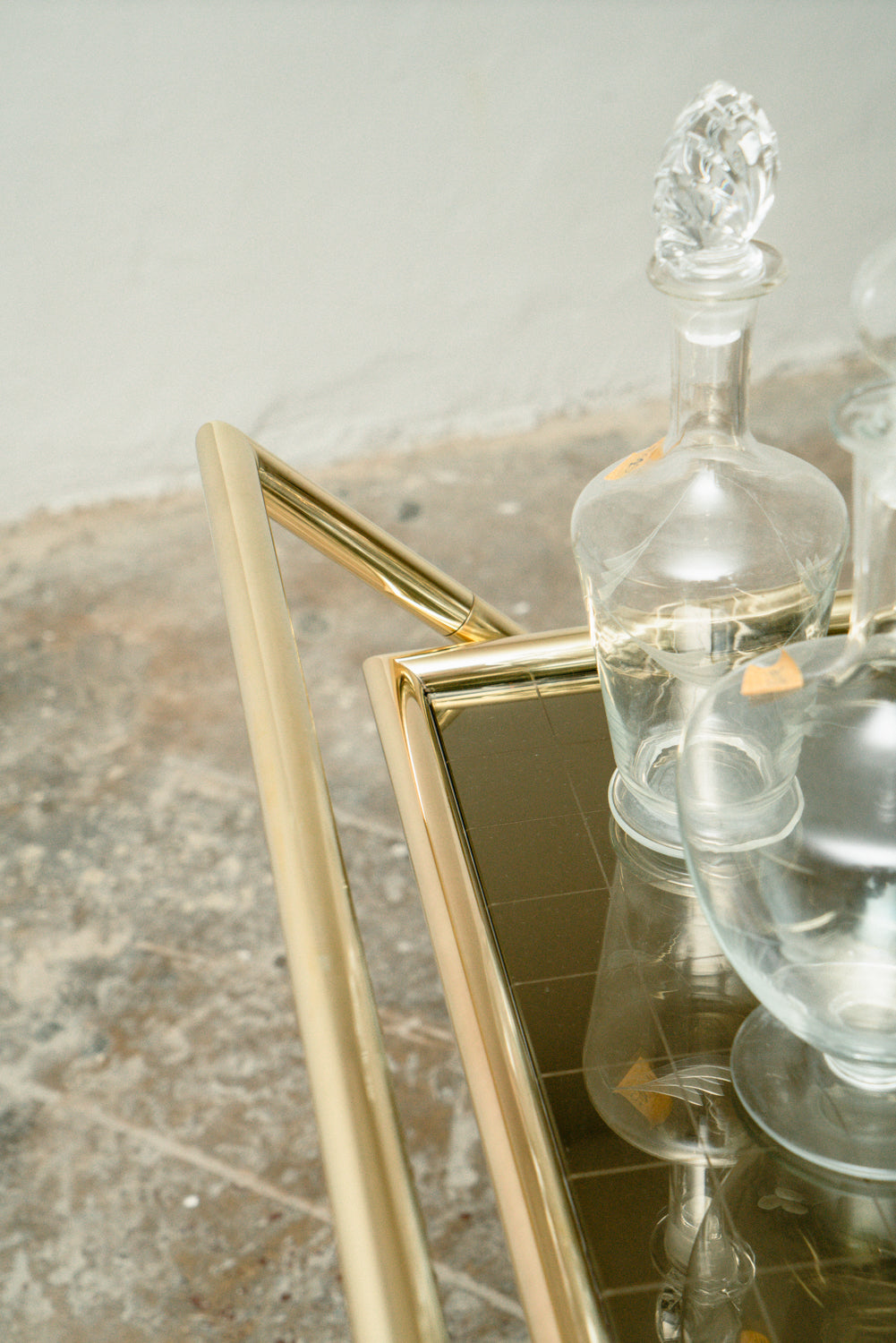 Trolley brass bar cart