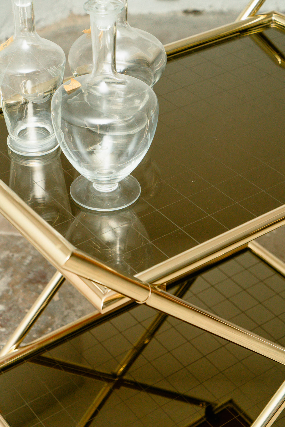 Trolley brass bar cart
