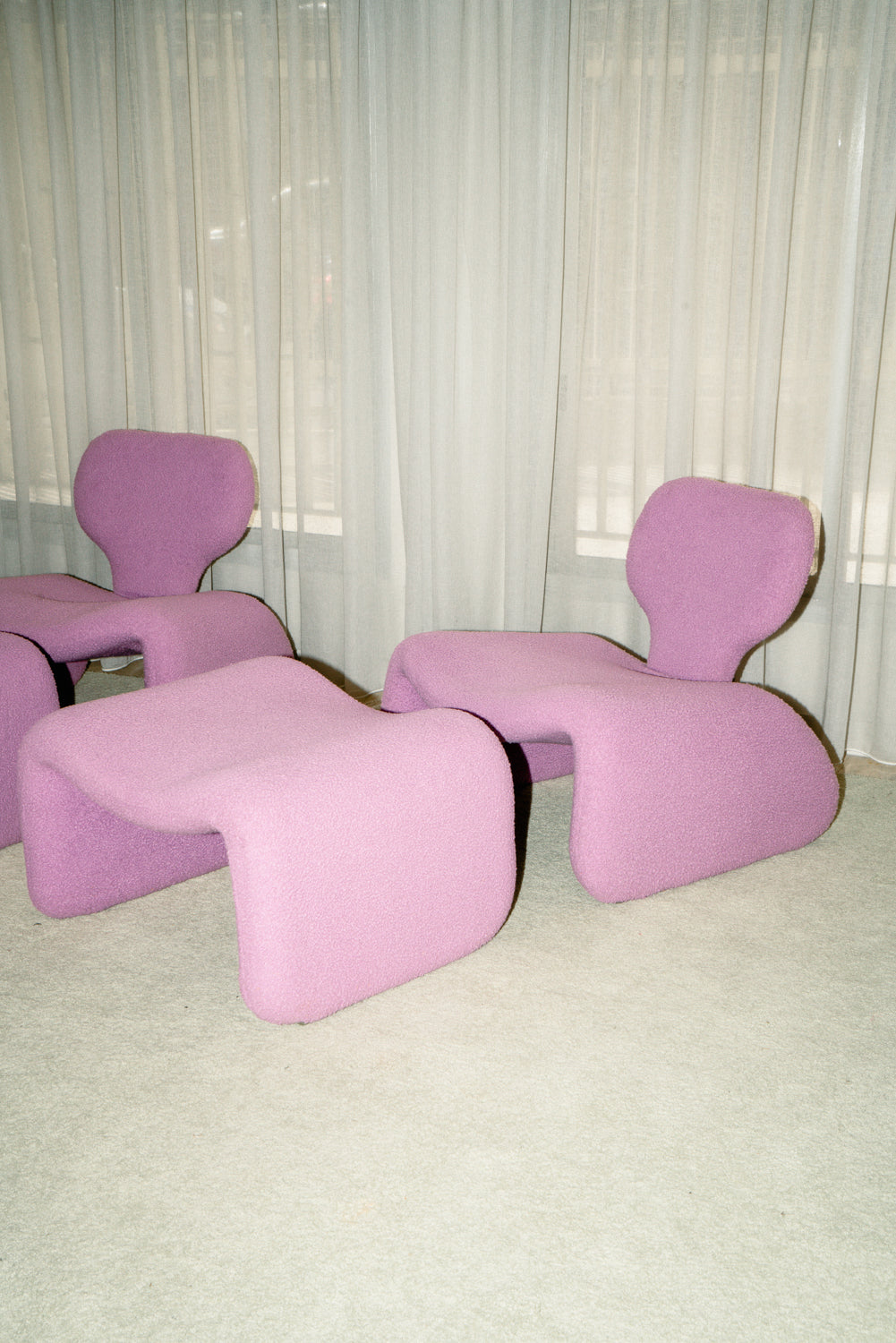 Rare set of 2 Djinn chairs with 2 ottomans by Olivier Mourgue for Airborn, 1970s