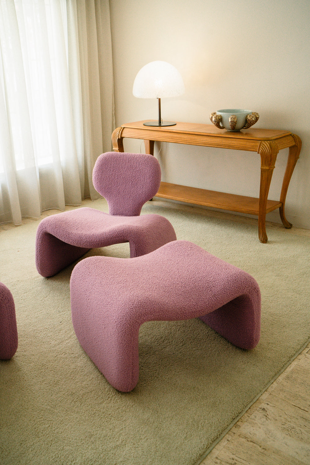 Rare set of 2 Djinn chairs with 2 ottomans by Olivier Mourgue for Airborn, 1970s