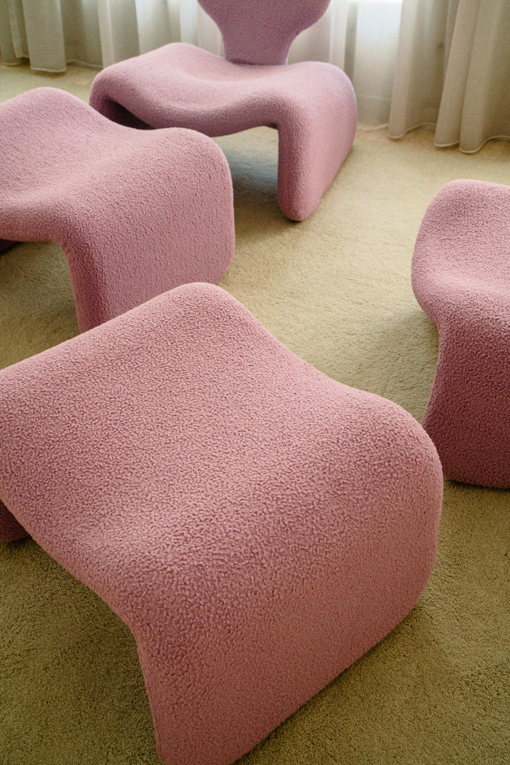 Rare set of 2 Djinn chairs with 2 ottomans by Olivier Mourgue for Airborn, 1970s