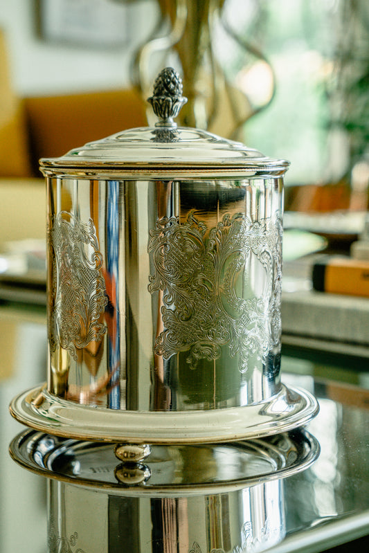 Vintage silver plated cookie jar