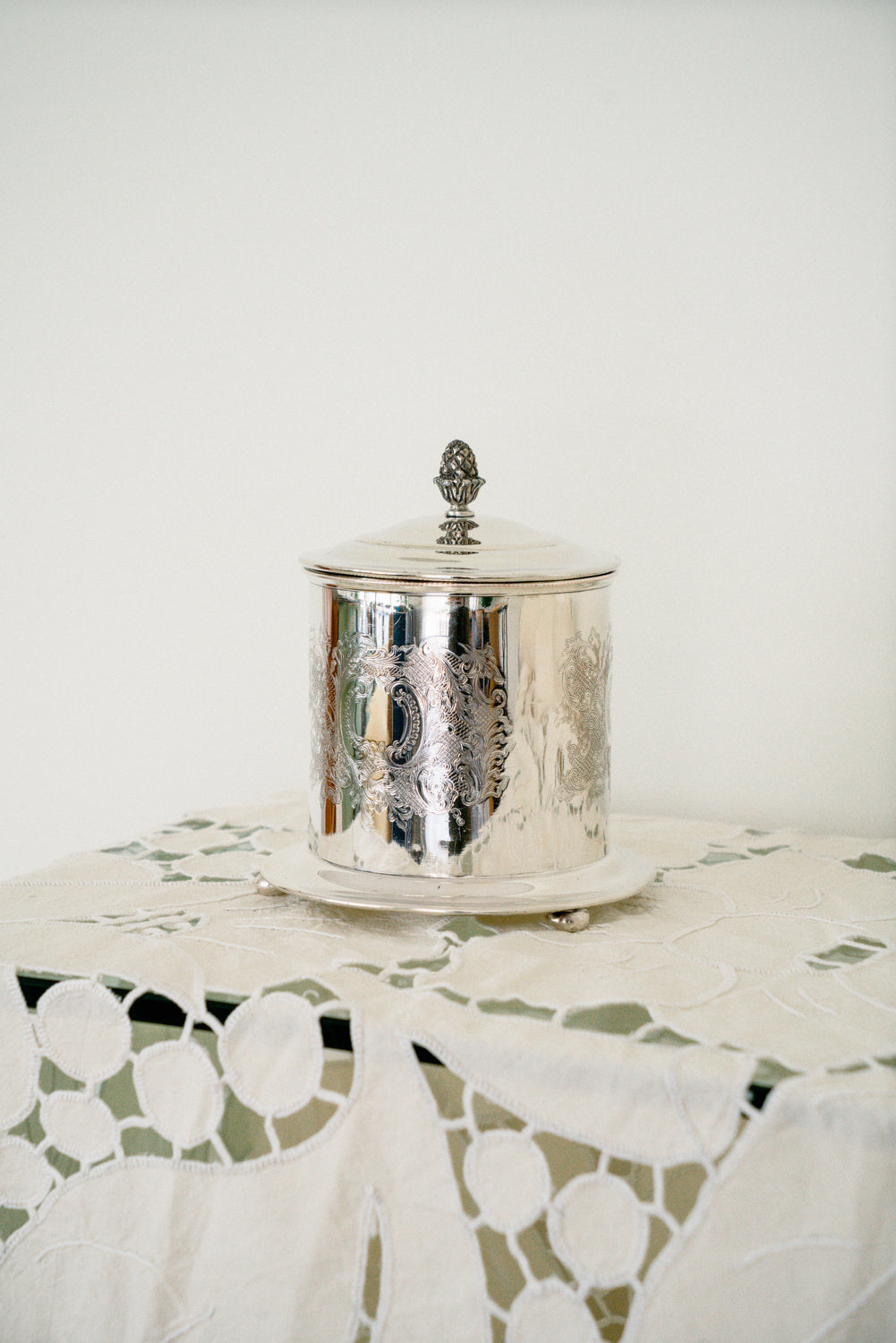 Vintage silver plated cookie jar