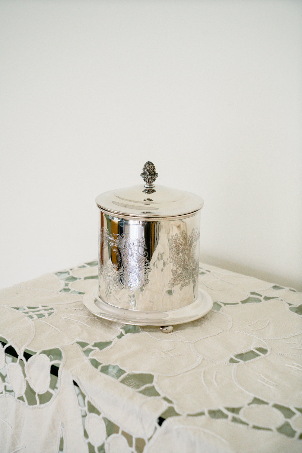 Vintage silver plated cookie jar