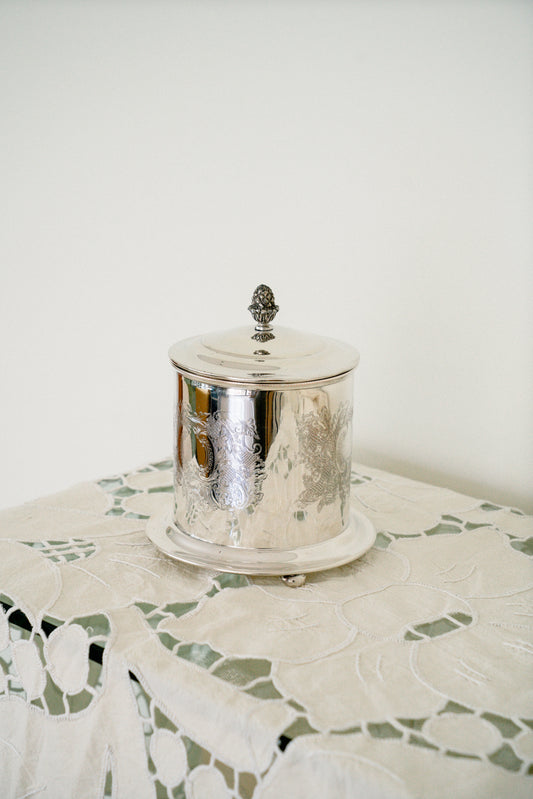 Vintage silver plated cookie jar
