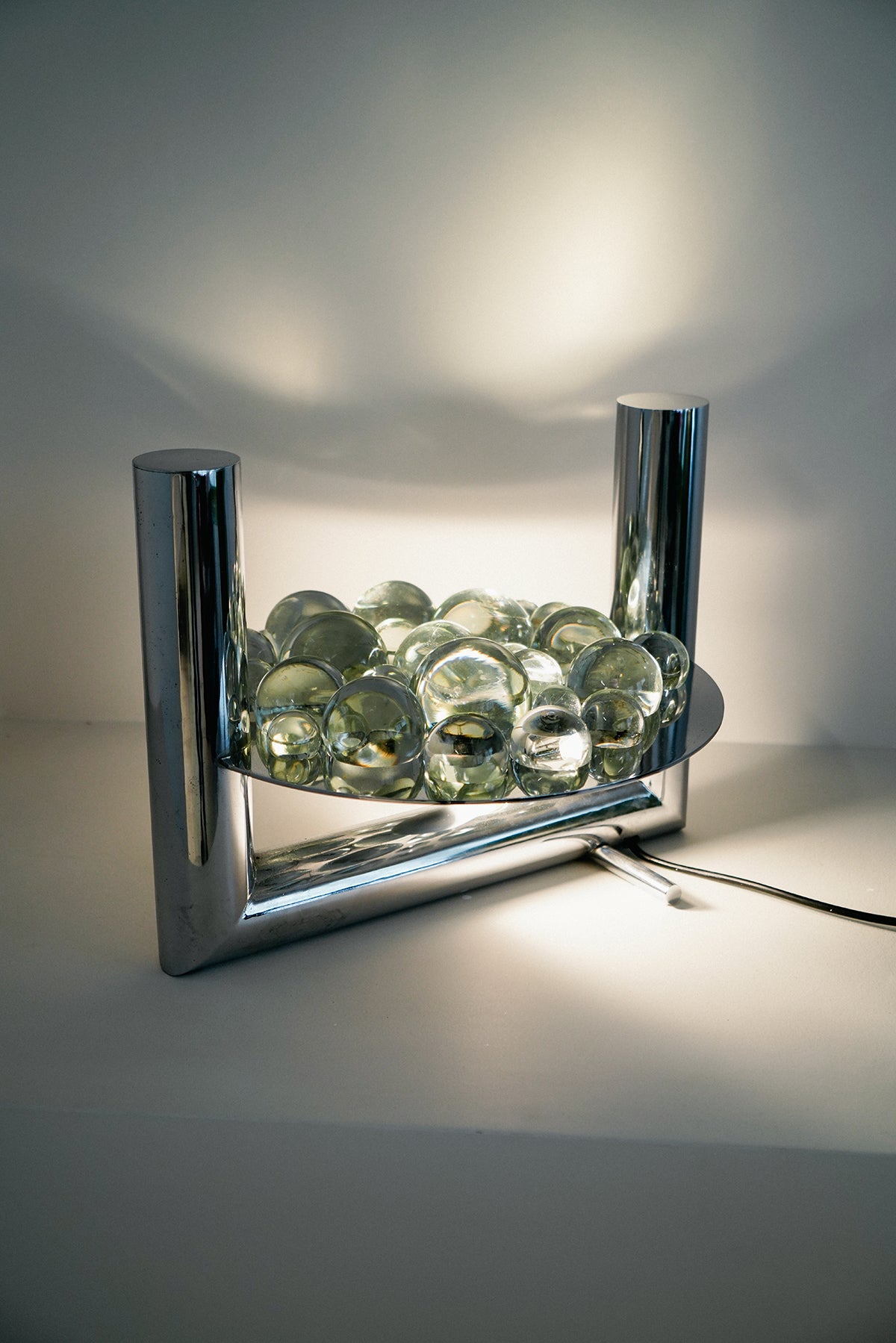 Chrome and crystal table lamp, 1970s
