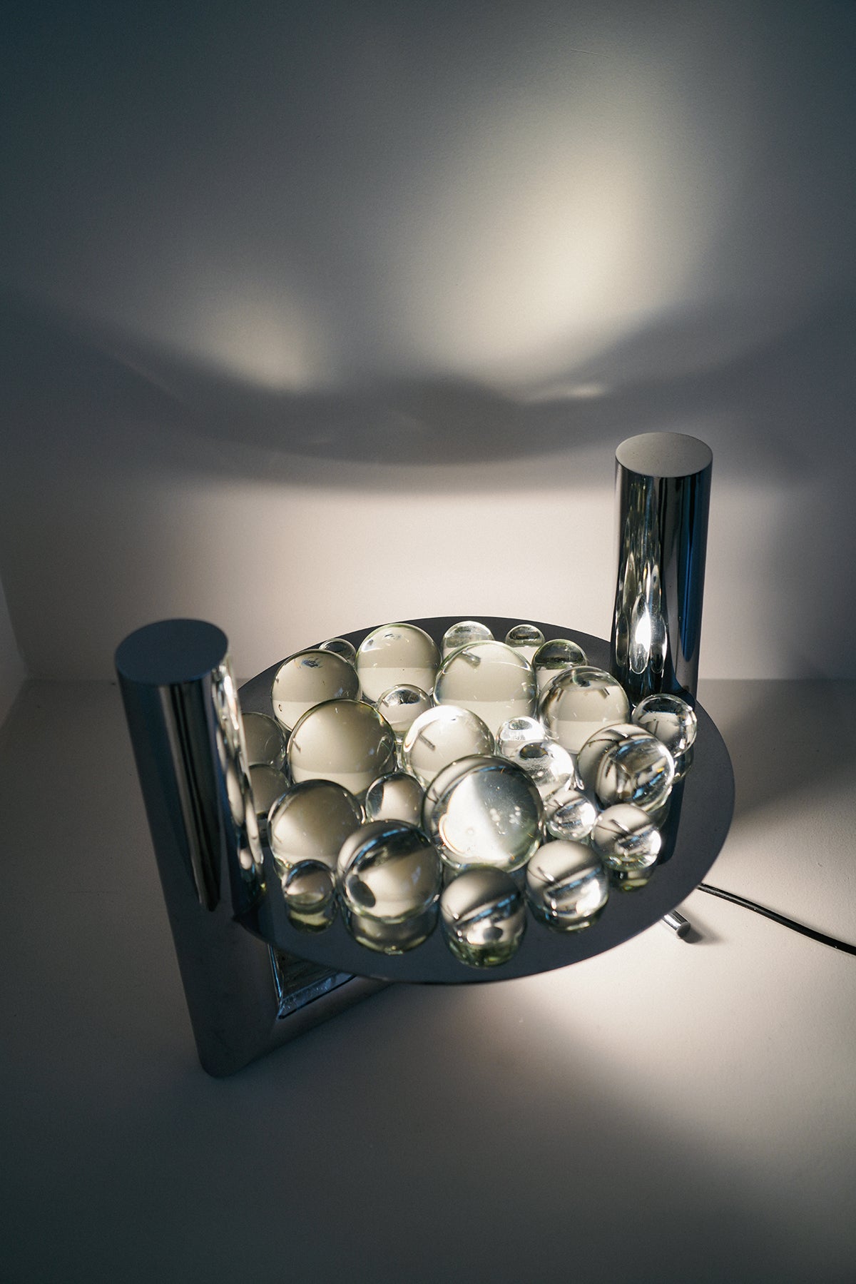 Chrome and crystal table lamp, 1970s