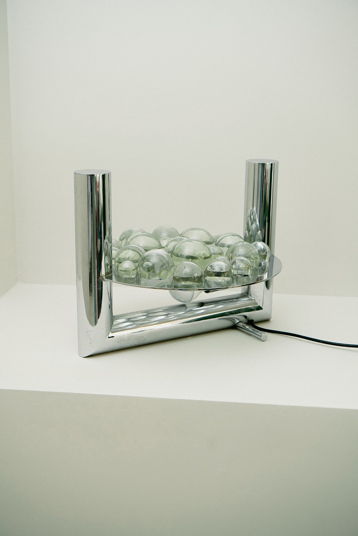 Chrome and crystal table lamp, 1970s
