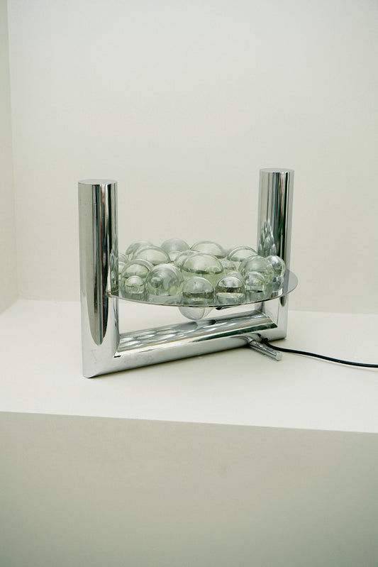 Chrome and crystal table lamp, 1970s