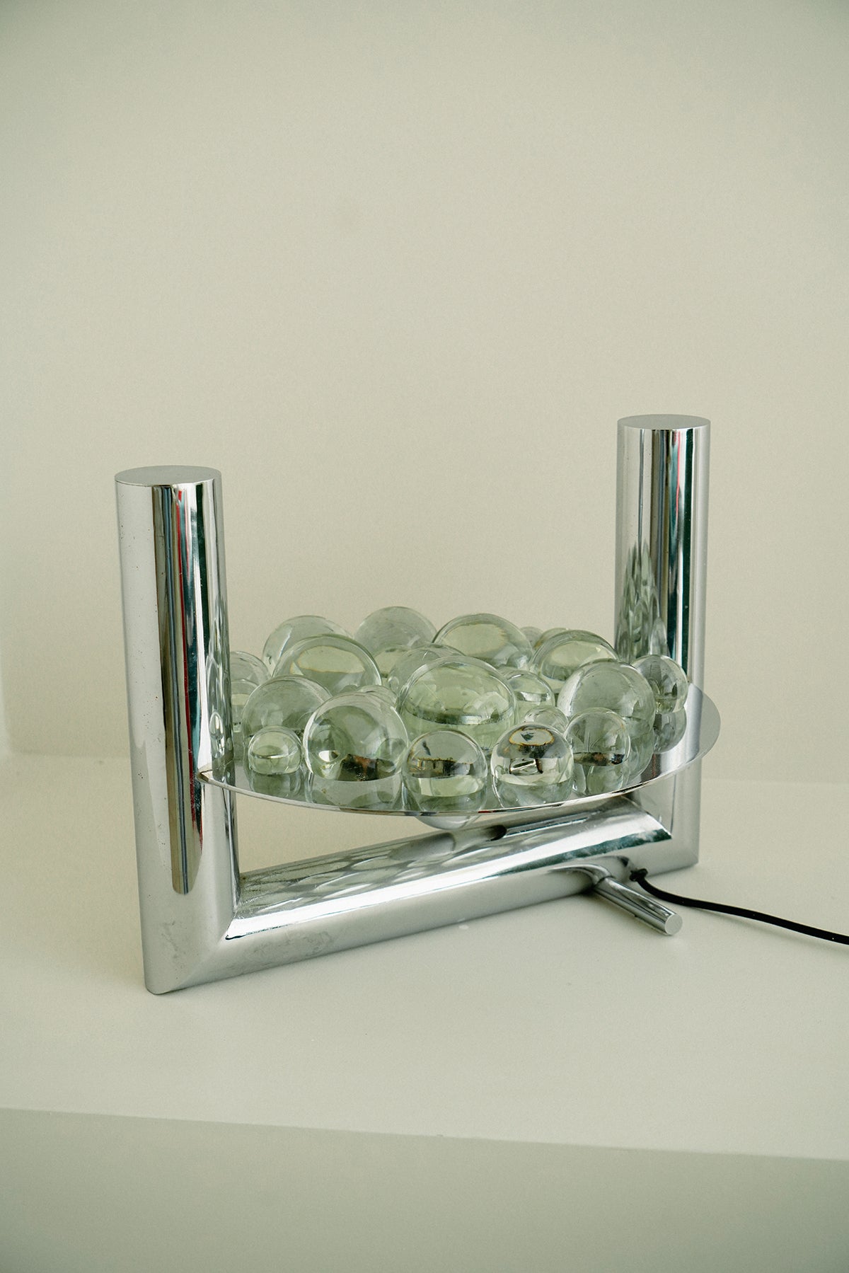 Chrome and crystal table lamp, 1970s