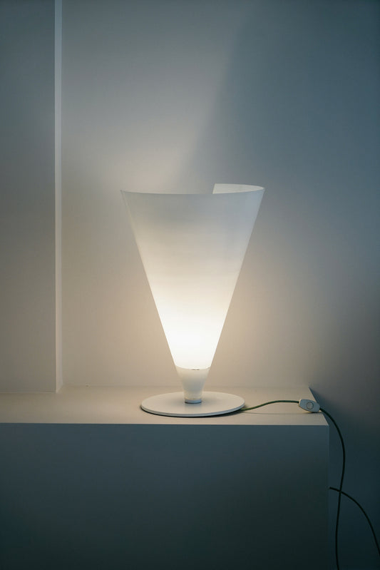 White glass table lamp, 1980s