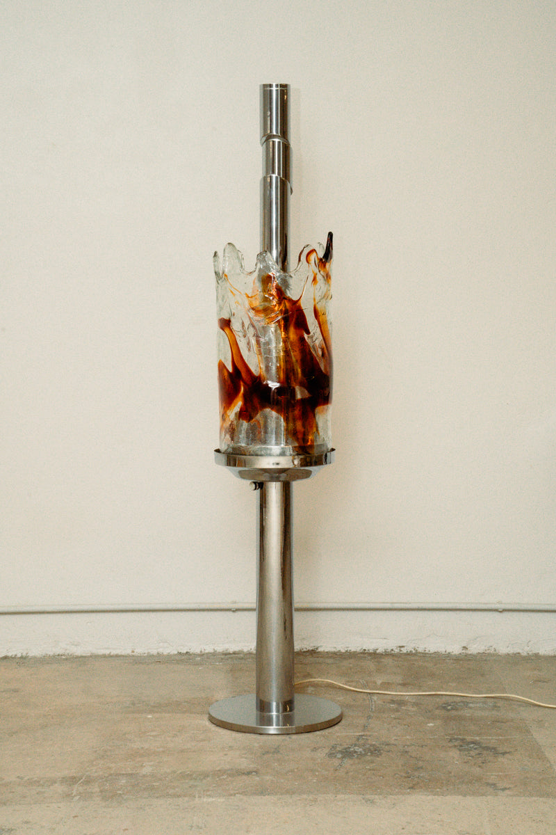 Murano glass and chrome floor lamp, 1970s