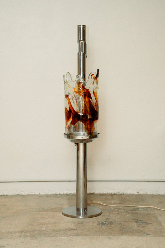 Murano glass and chrome floor lamp, 1970s