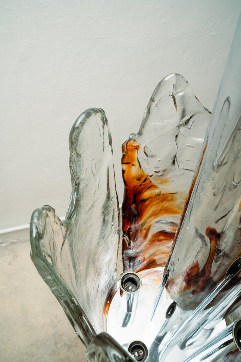 Murano glass and chrome floor lamp, 1970s