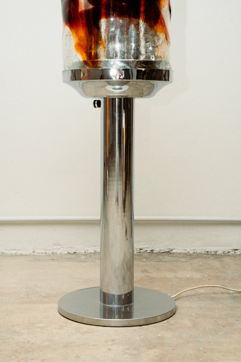 Murano glass and chrome floor lamp, 1970s