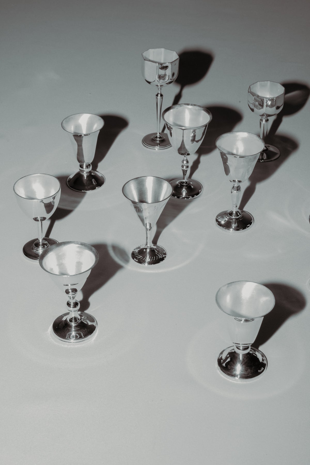 Set of 14 shot glasses
