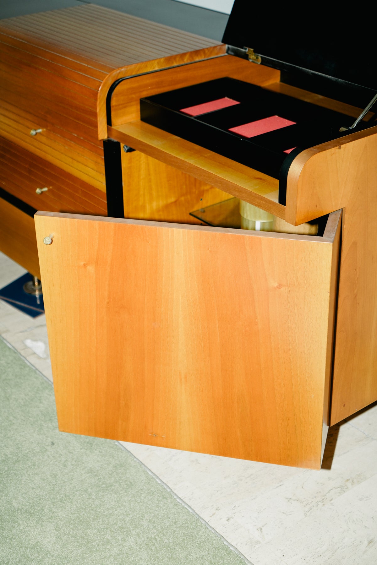 Black lacquer and teak sideboard by Pierre Cardin, 1980s