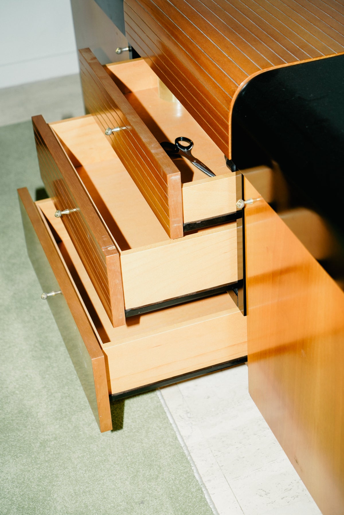 Black lacquer and teak sideboard by Pierre Cardin, 1980s