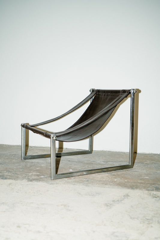 Brown leather armchair, 1960s