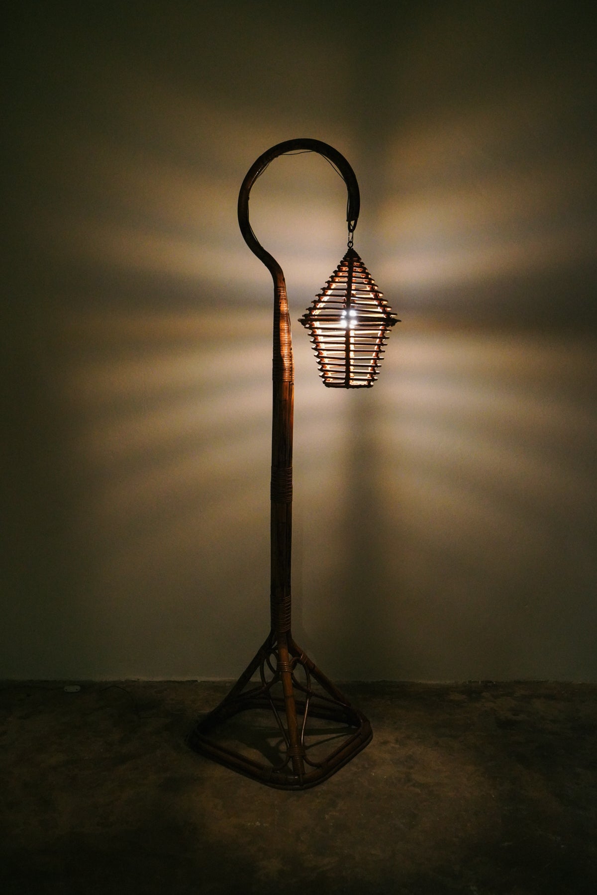 Bamboo floor lamp, 1960s