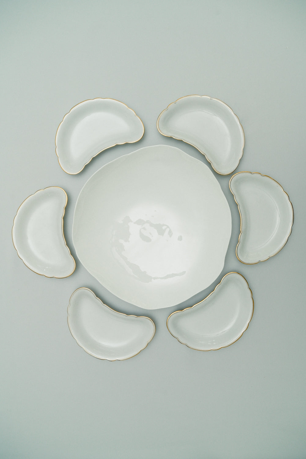 Set of 6 ceramic moon plates
