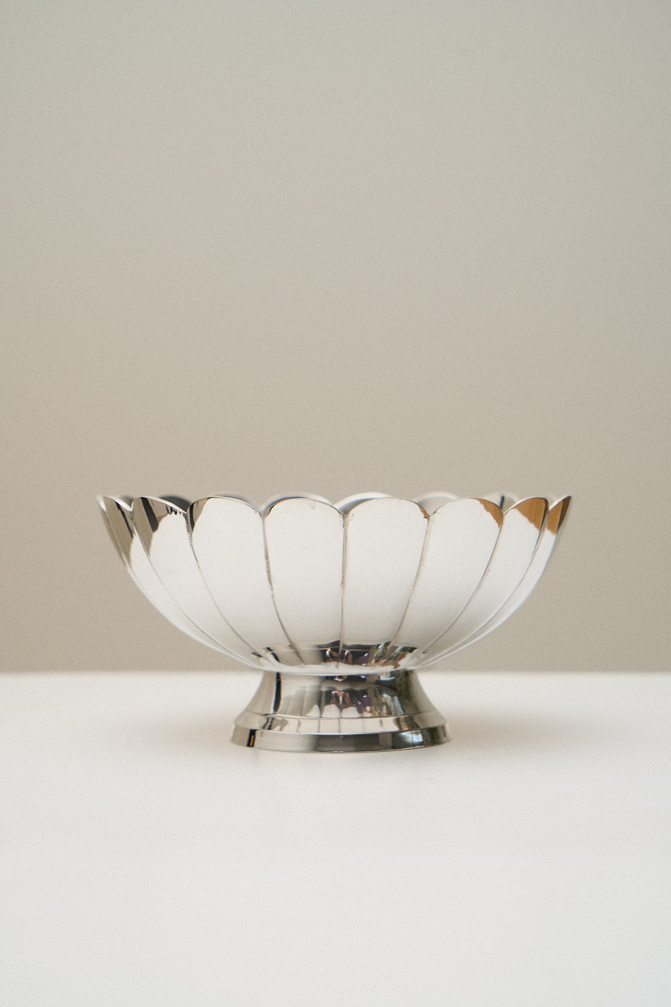 Scalloped silver plated bowl