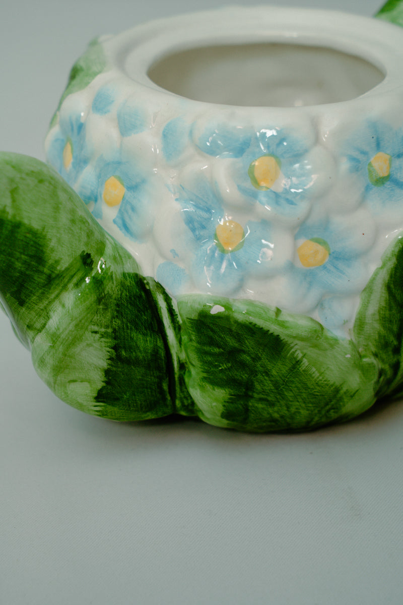 Ceramic teapot with delicate blue flowers