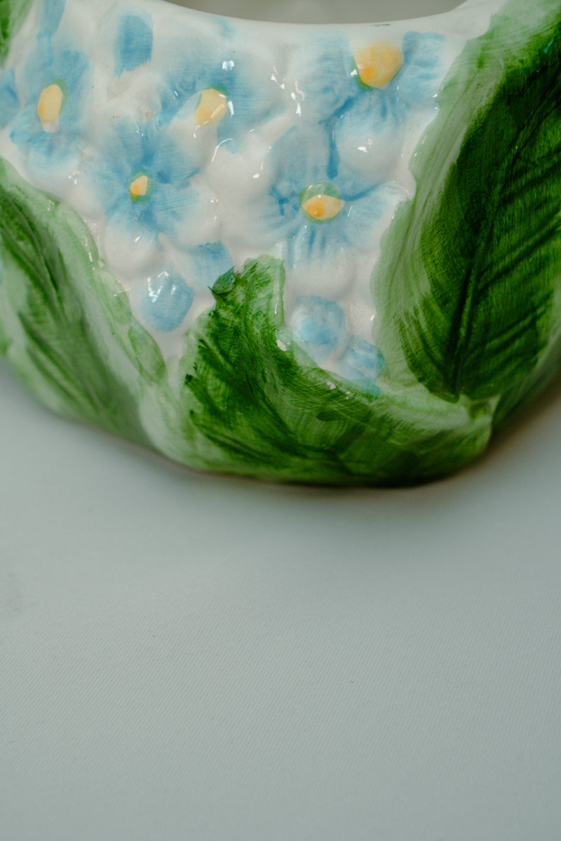 Ceramic teapot with delicate blue flowers
