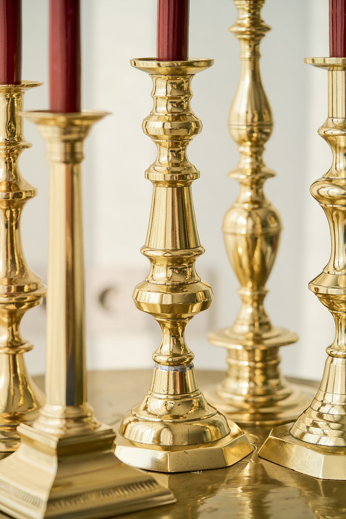 Brass candle holders (set of 5)