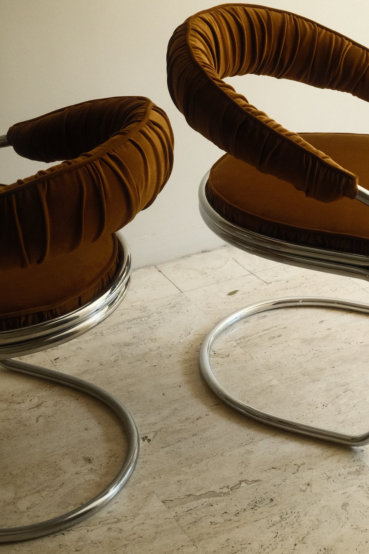 Set of 2 chrome chairs by Giotto Stoppino