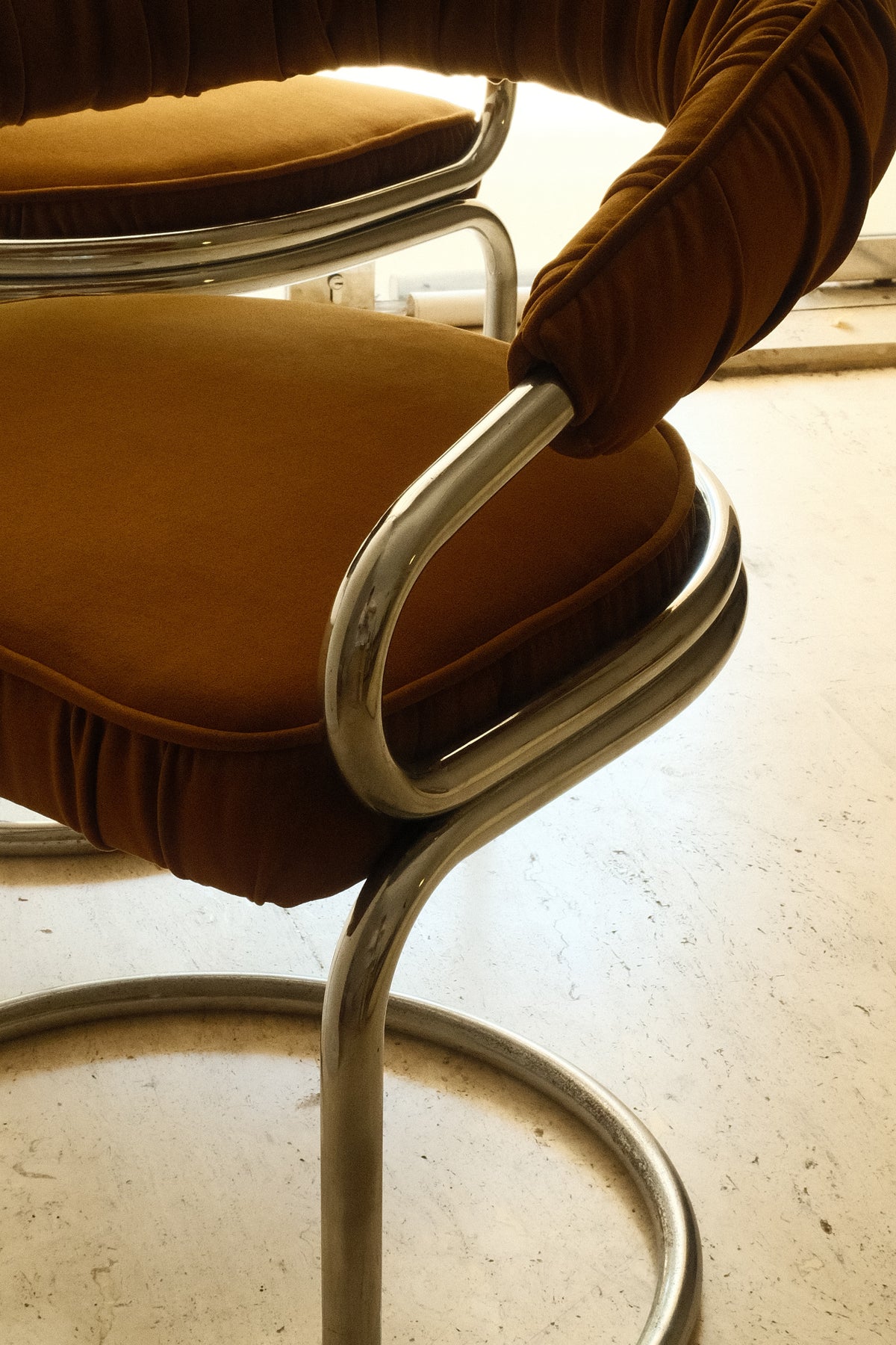 Set of 2 chrome chairs by Giotto Stoppino