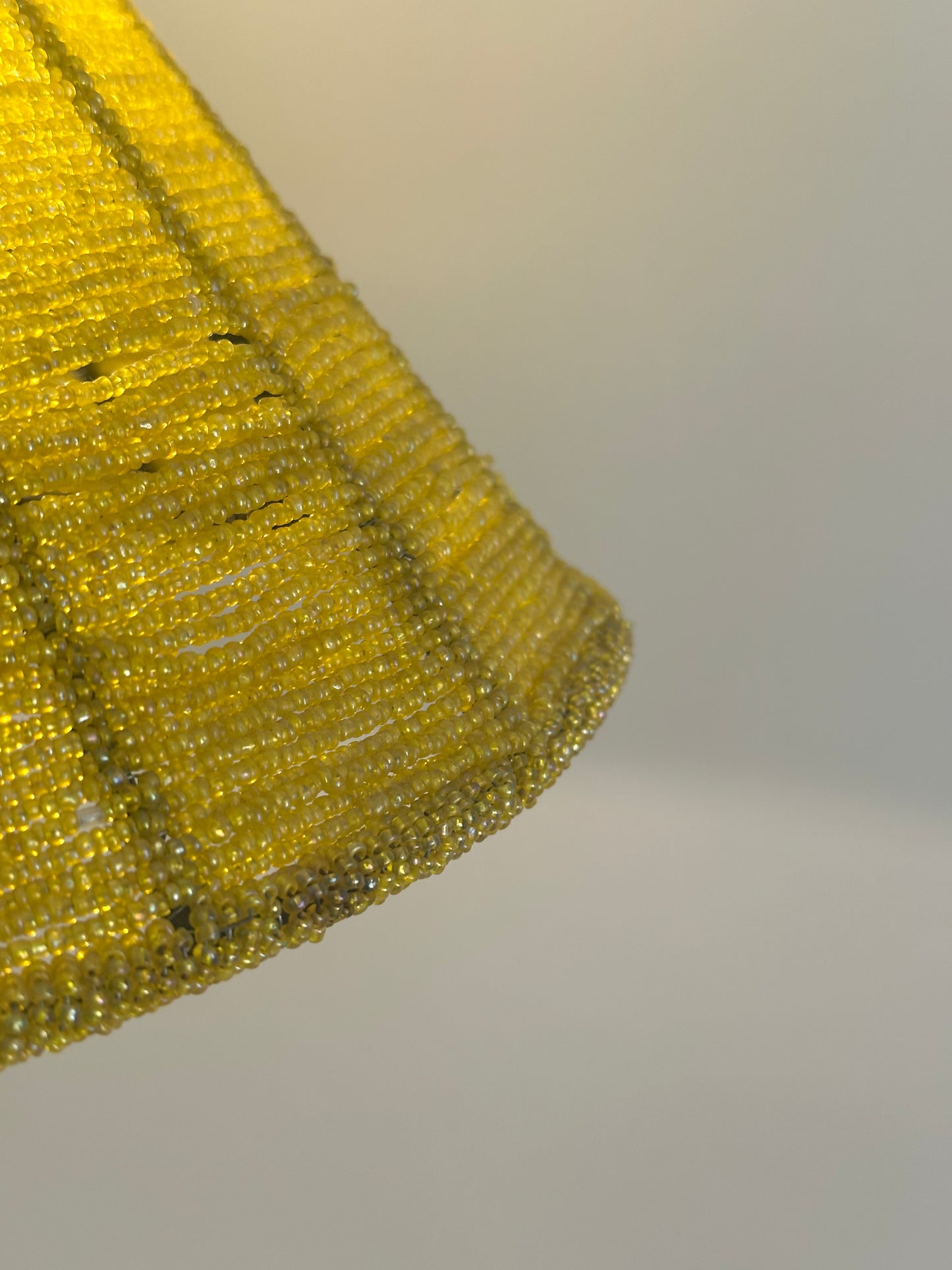 Silver table lamp with beaded lampshade