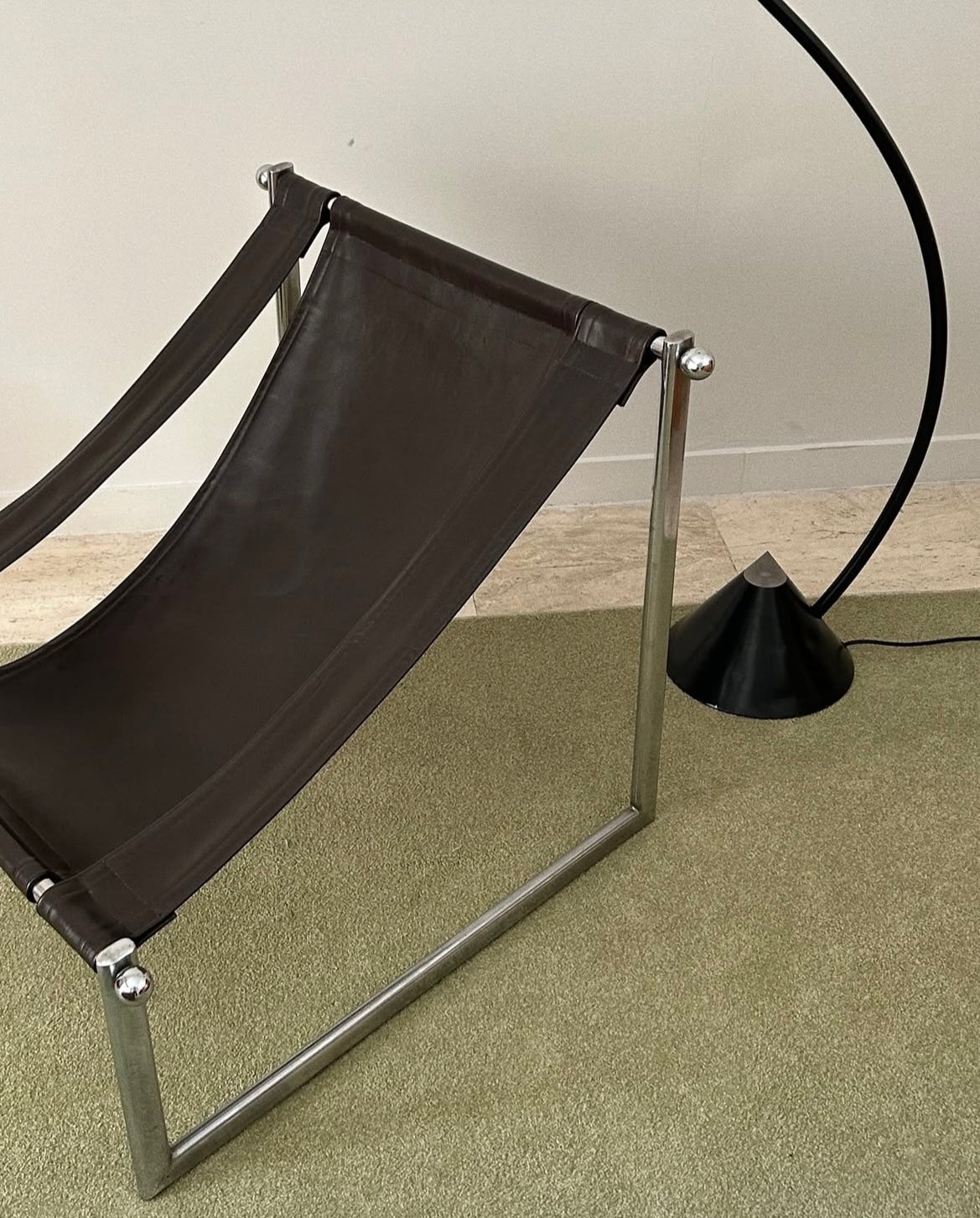 Brown leather armchair, 1960s